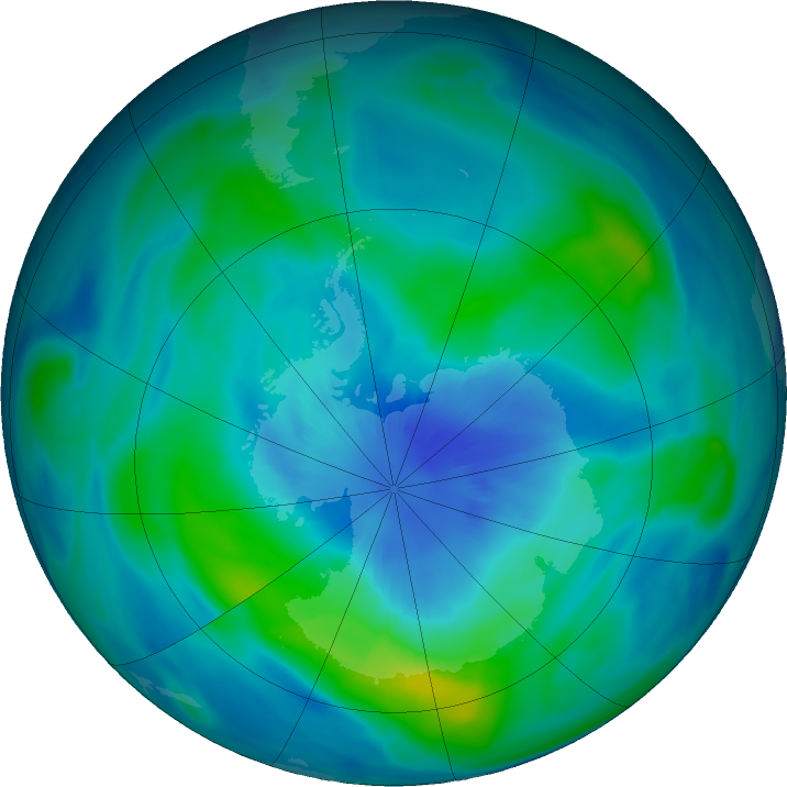 Antarctic ozone map for 22 March 2018